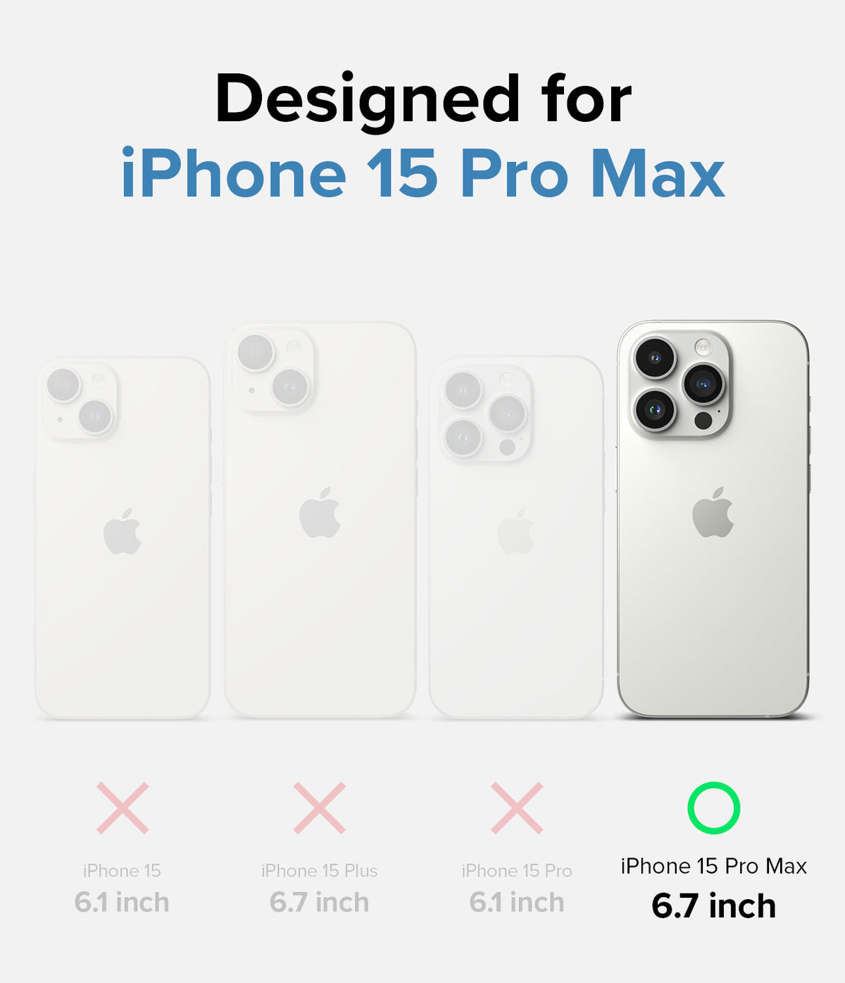 iPhone 15 Pro Max Case | Onyx Design - Comparison chart highlighting the iPhone 15 Pro Max as the only compatible model.