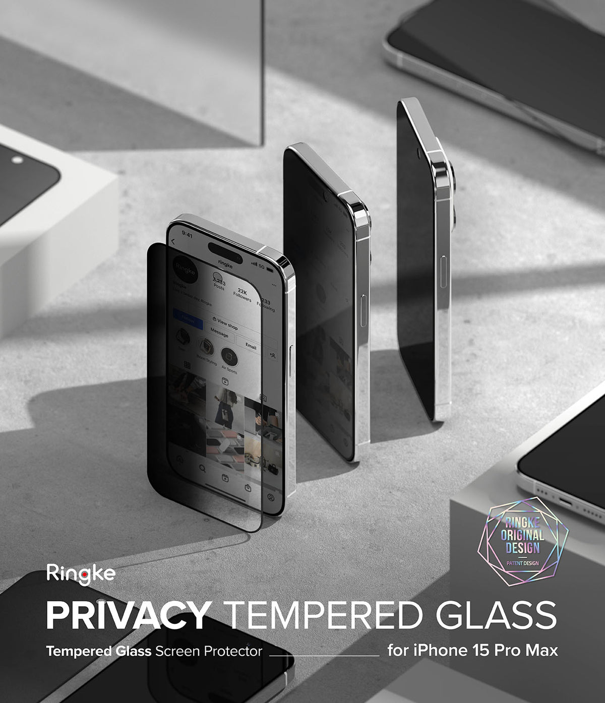 iPhone 15 Pro Max Screen Protector | Privacy Glass - Privacy screen protector being applied to an iPhone 15 Pro Max.