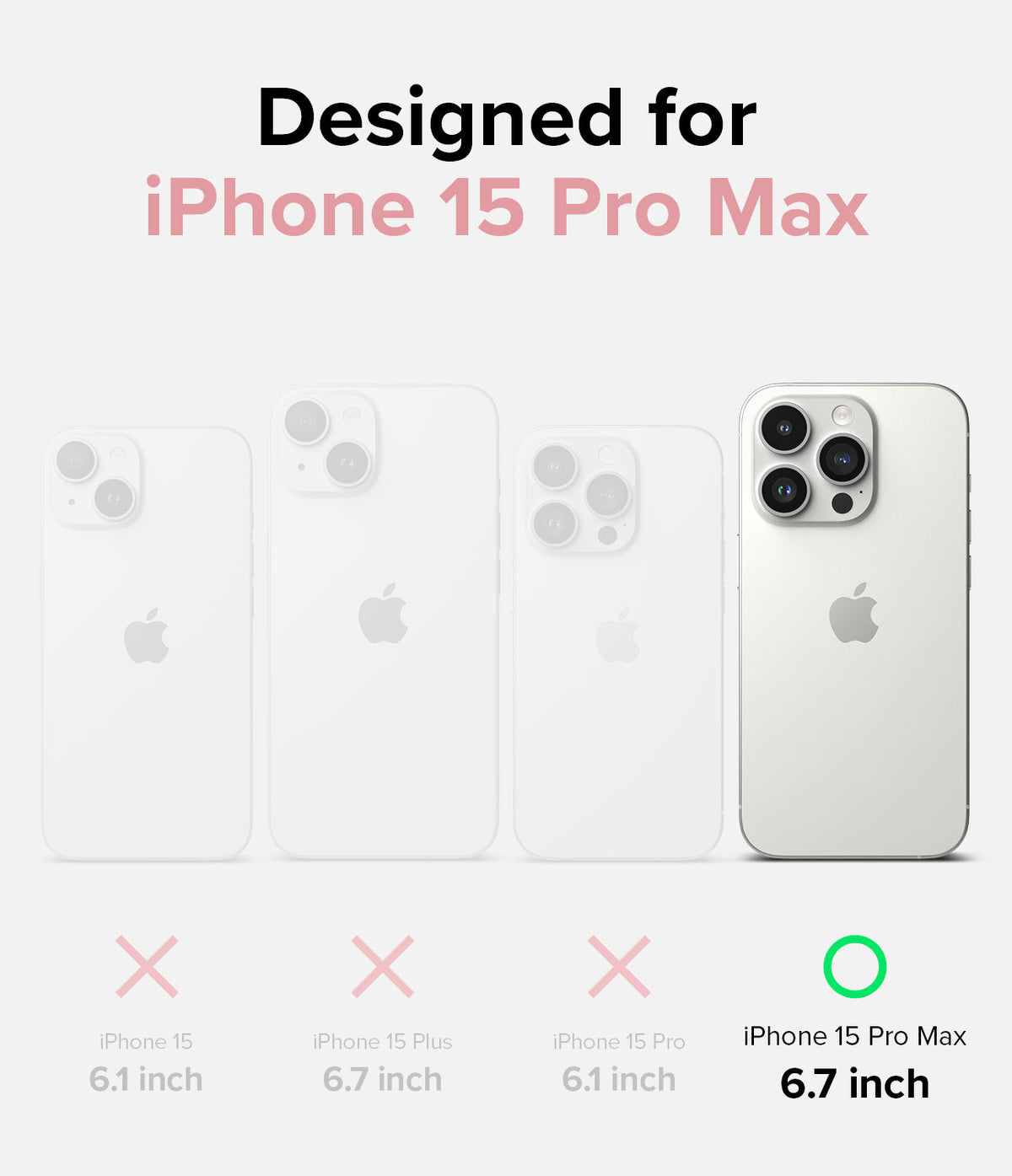 iPhone 15 Pro Max Case | Silicone Magnetic - Comparison chart showing iPhone 15 Pro Max is the only compatible model.