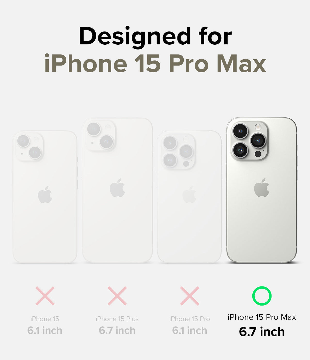 iPhone 15 Pro Max Case | Silicone Magnetic - Comparison chart showing iPhone 15 Pro Max is the only compatible model.