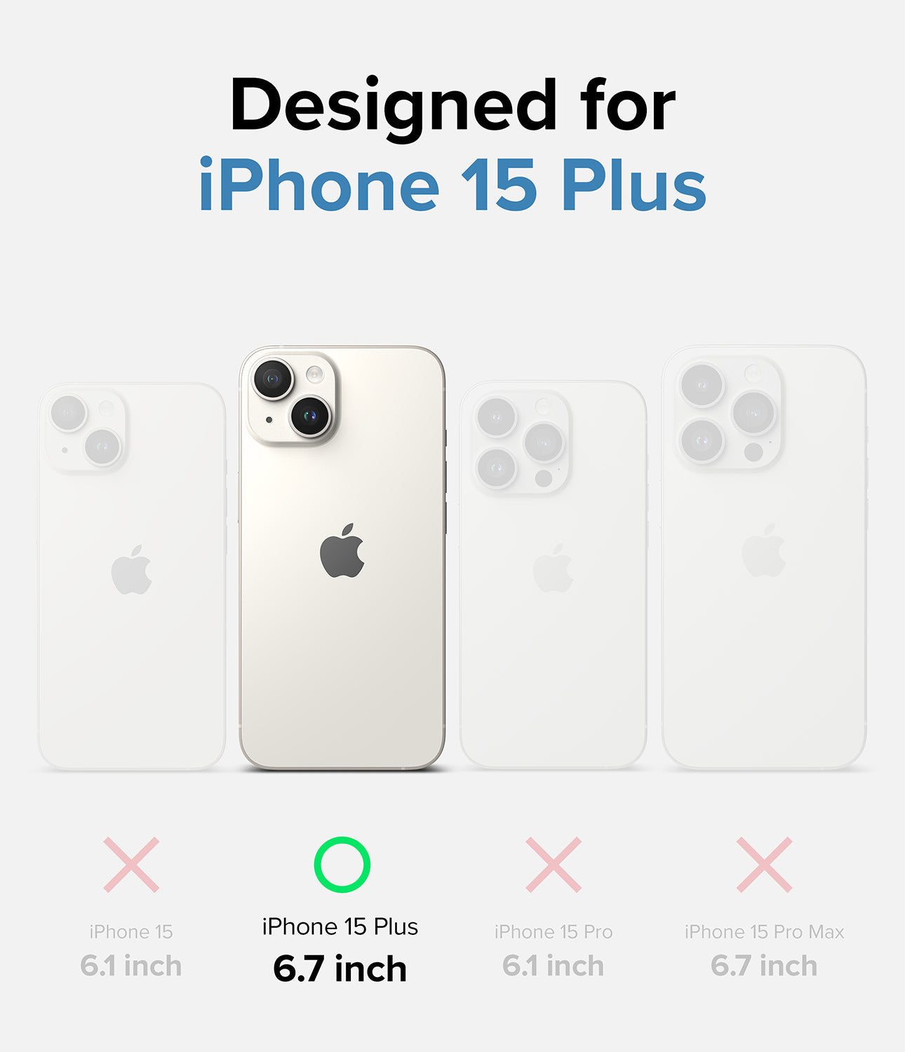 iPhone 15 Plus Case | Onyx Design - iPhone 15 Plus Case - Comparison chart showing iPhone 15 Plus is the only compatible model among four iPhone 15 variants.