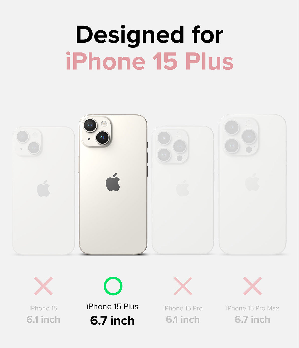 iPhone 15 Plus Case | Silicone Magnetic - Comparison chart showing iPhone 15 Plus is the only compatible model.