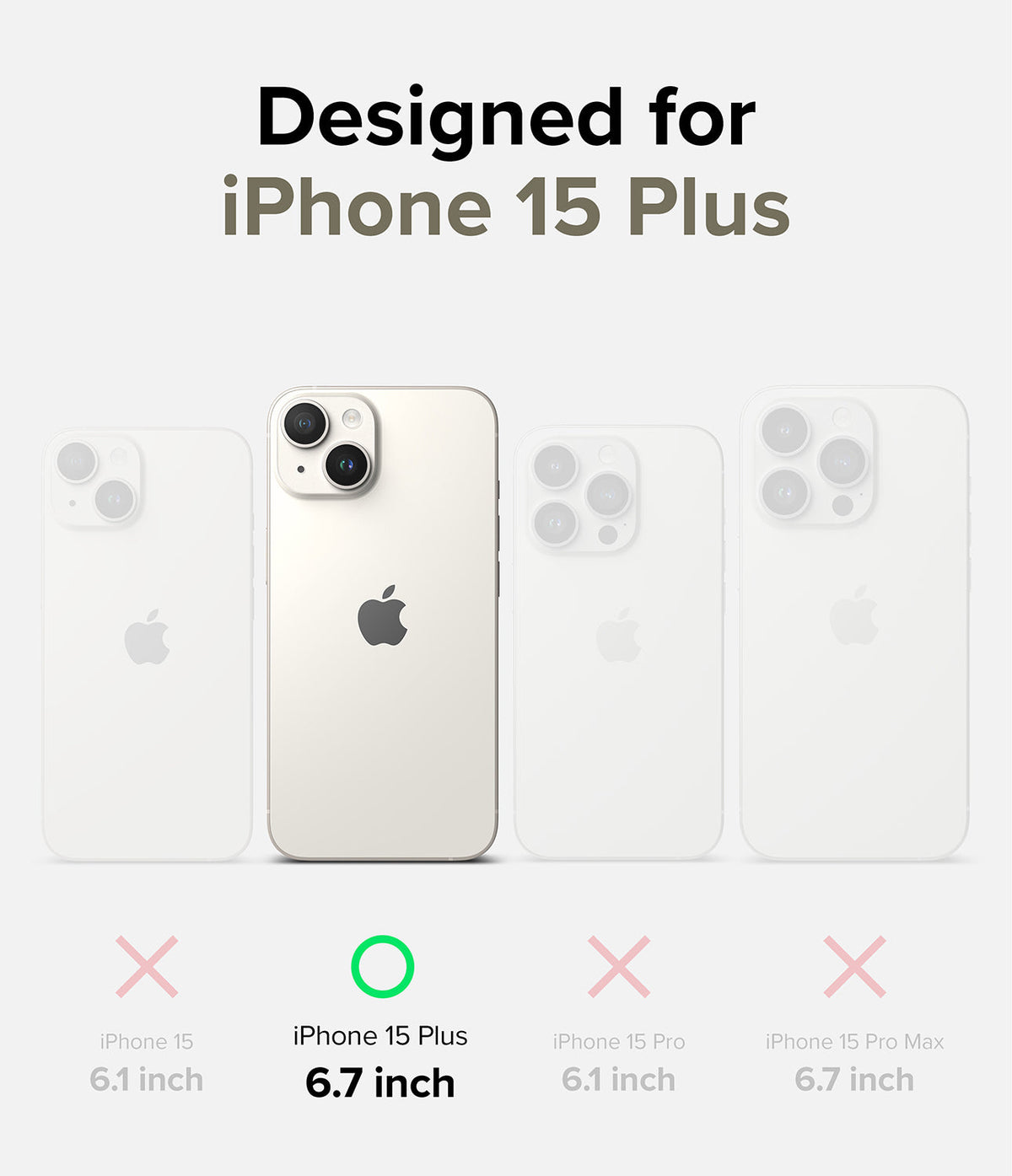 iPhone 15 Plus Case | Silicone Magnetic - A comparison chart highlighting the iPhone 15 Plus as the compatible model.