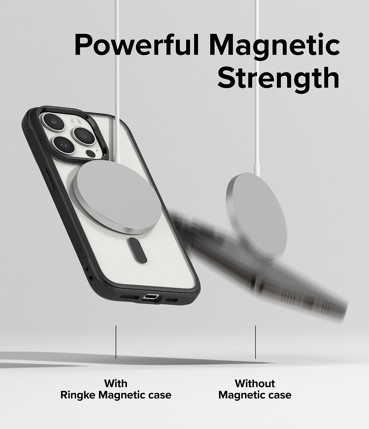 iPhone 15 Pro Case | Fusion Bold Magnetic - A magnetic charger holds a phone securely while another falls away.