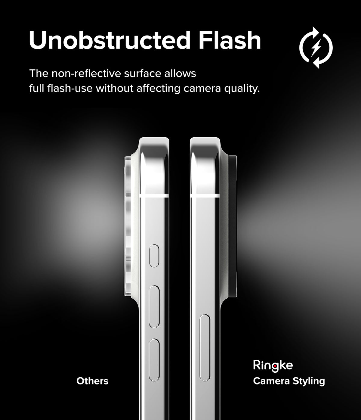 iPhone 15 Pro Max / 15 Pro | Camera Styling - Side-by-side comparison showing a Ringke camera cover allowing clear flash.