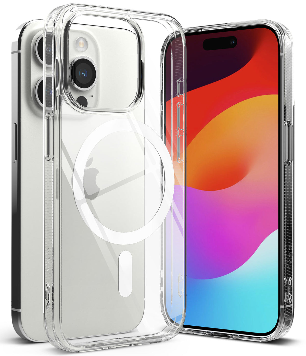iPhone 15 Pro Max Case | Fusion Magnetic - Clear protective case with MagSafe ring shown on an iPhone 15 Pro Max.