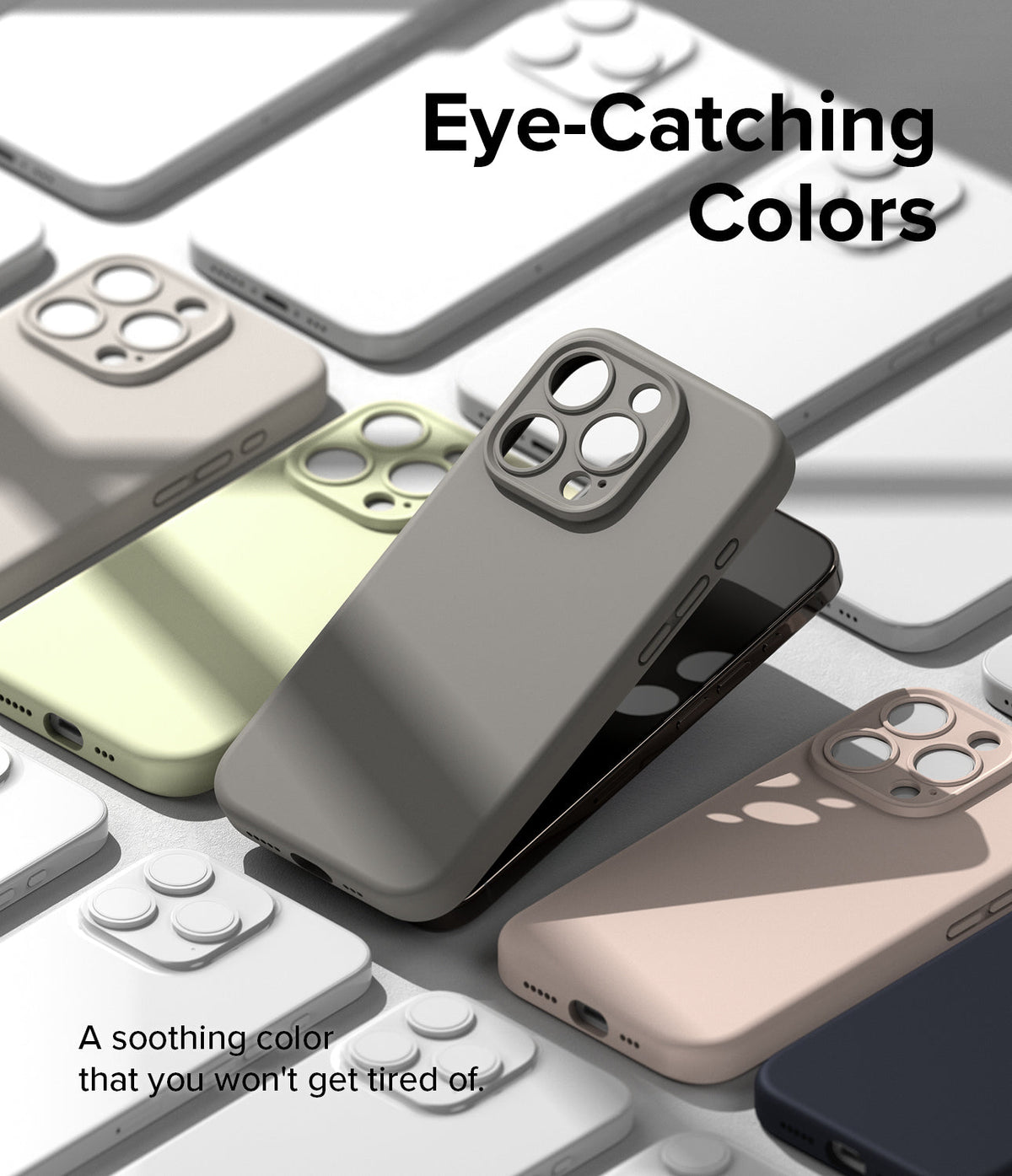 iPhone 15 Pro Case | Silicone Magnetic - Multiple iPhone 15 Pro silicone cases in various pastel and neutral colors.