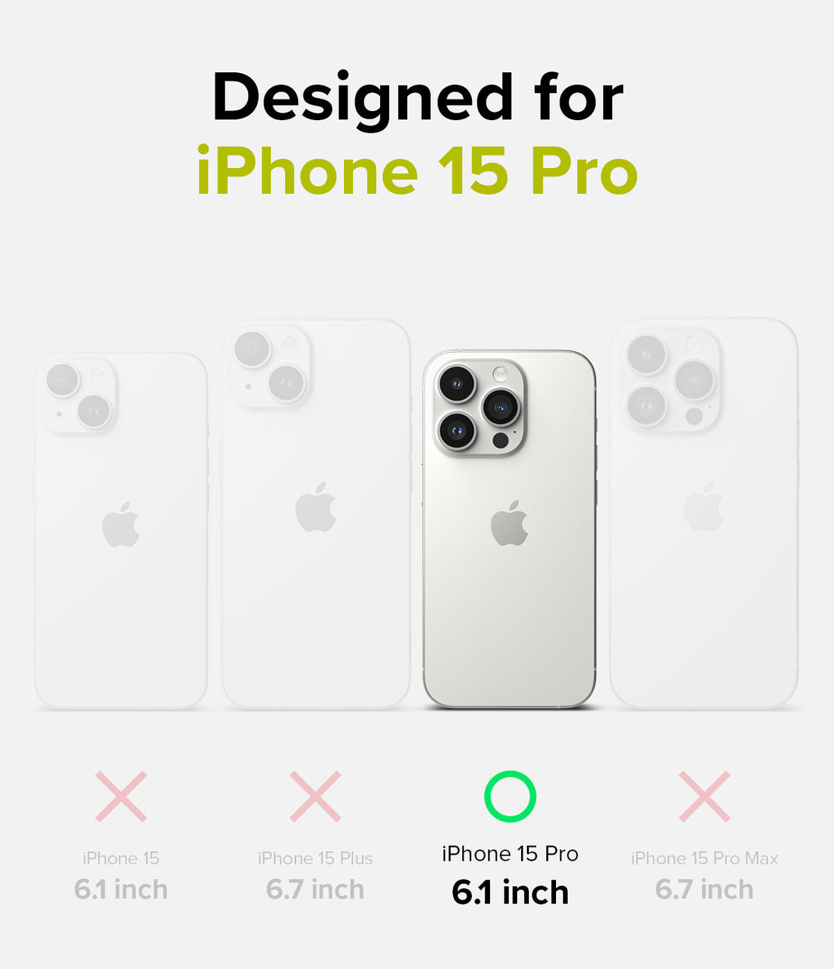 iPhone 15 Pro Case | Silicone Magnetic - Comparison chart highlighting iPhone 15 Pro compatibility among four models.