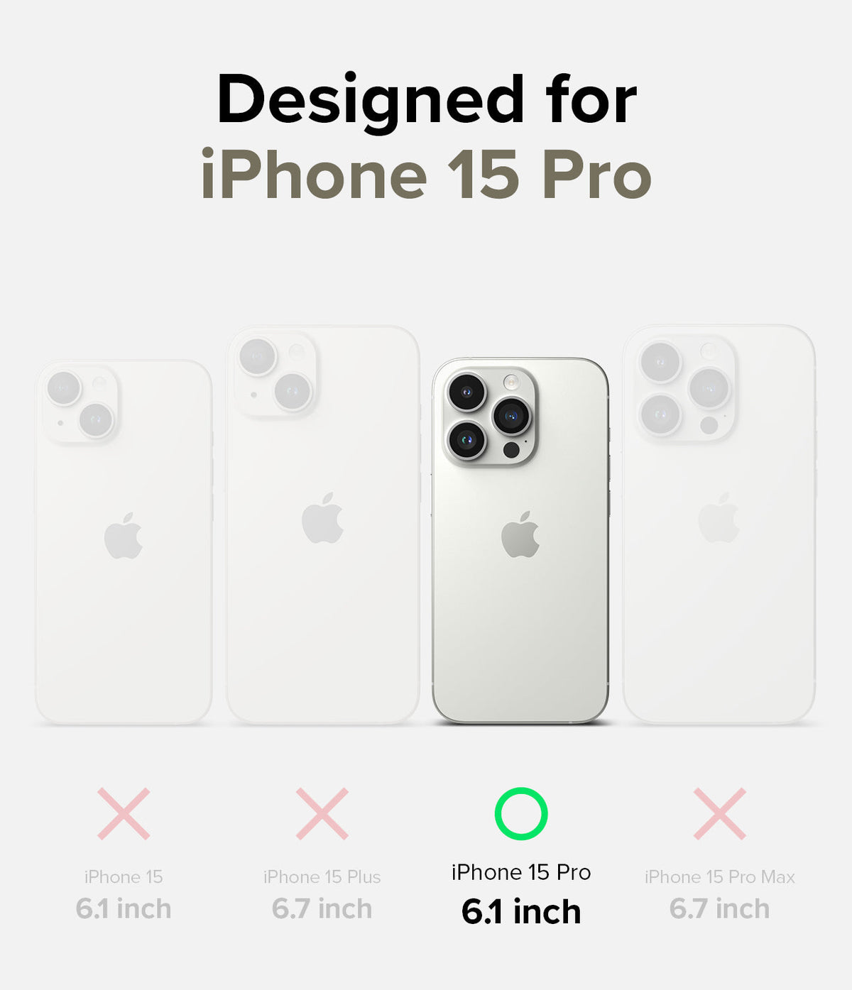 iPhone 15 Pro Case | Silicone Magnetic - Comparison chart showing iPhone 15 Pro is the only compatible model.