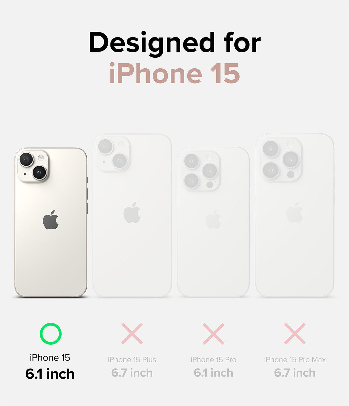 iPhone 15 Case | Air - Comparison chart showing iPhone 15 compatibility with a green checkmark versus other iPhone models.