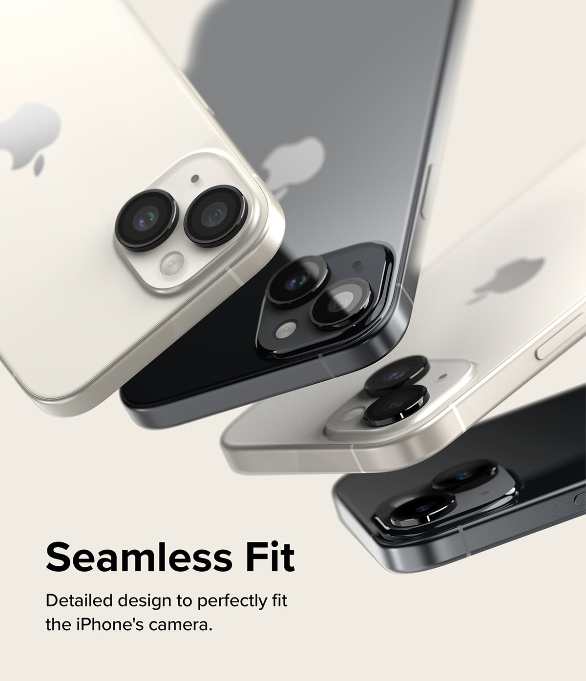 iPhone 15 Plus / 15 | Camera Lens Frame Glass - iPhone 15 Plus / 15 Camera Lens Frame Glass - Four iPhones in different colors showing camera lens protectors.