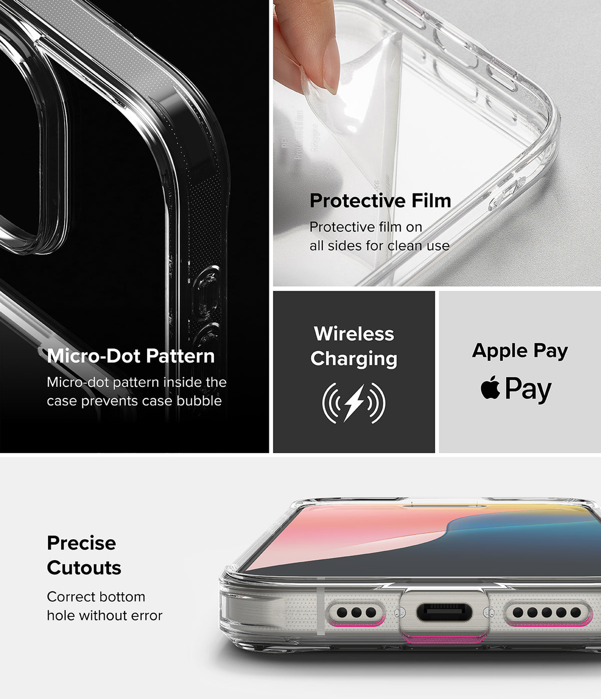 iPhone 16 Pro Max Case | Fusion Card - Features micro-dot pattern, protective film, wireless charging, Apple Pay, and precise cutouts.