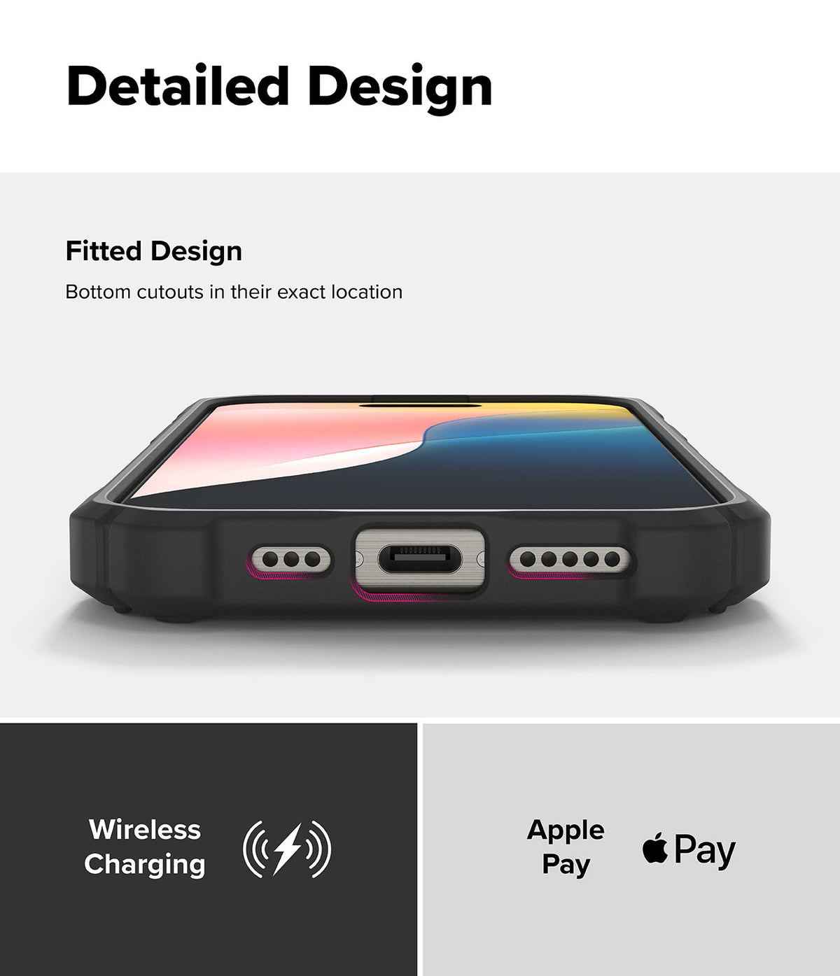 iPhone 16 Pro Max Case | Rugged Gear Magnetic - Bottom view of phone case showing precise speaker and port cutouts.