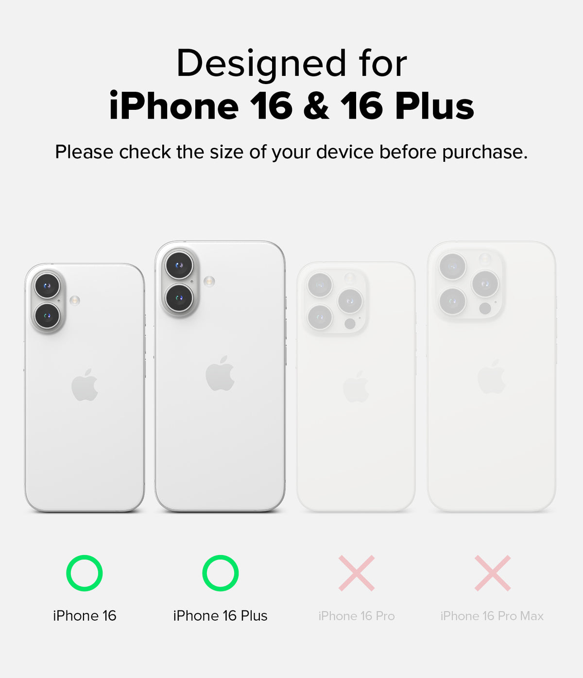 iPhone 16 Plus / 16 | Camera Lens Frame Glass - iPhone 16 Plus / 16 Camera Lens Frame Glass - Compatibility chart showing iPhone 16 and 16 Plus marked with green circles.