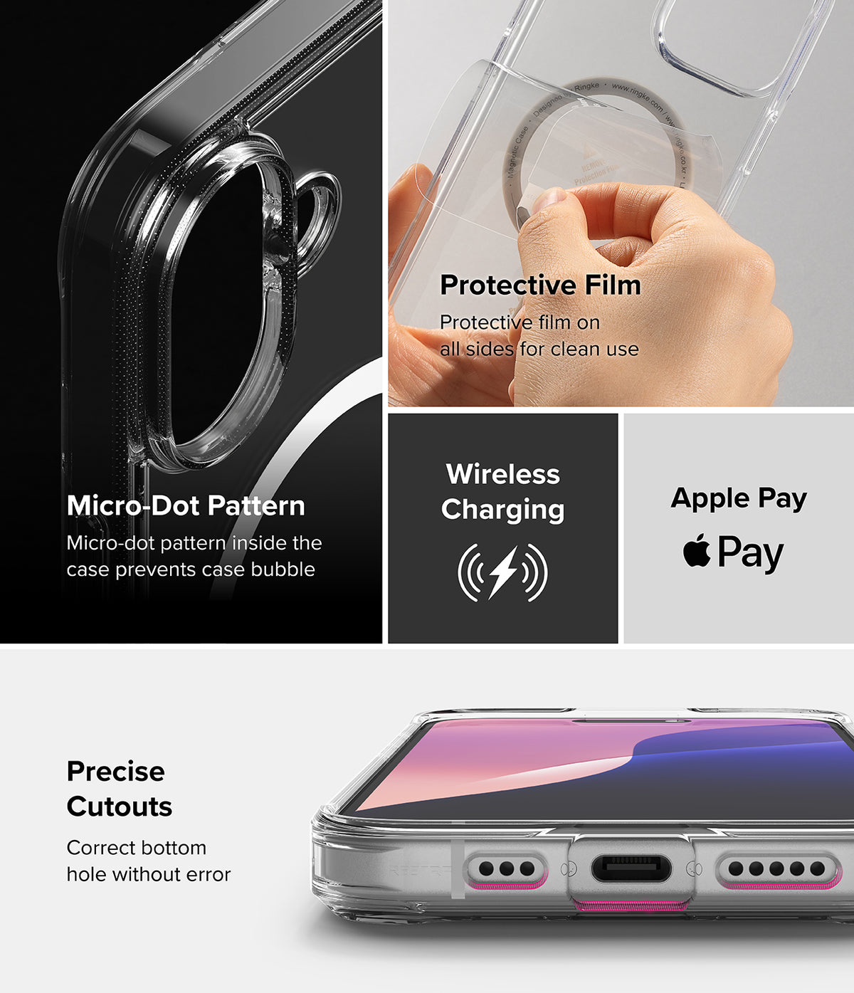 iPhone 16 Plus Case | Fusion Magnetic Matte - Features micro-dot pattern, protective film, wireless charging, and precise cutouts.
