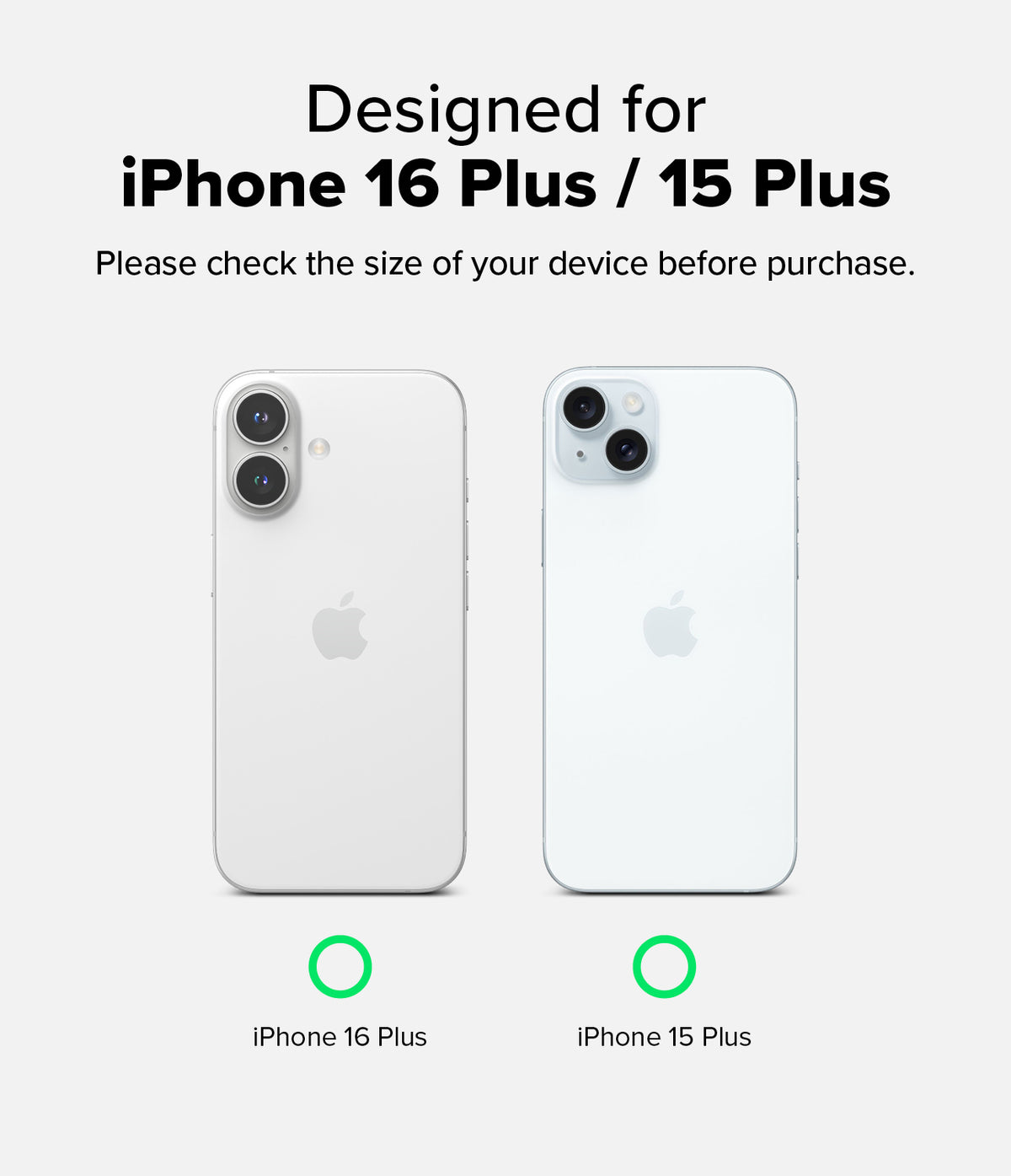 iPhone 16 Plus / 15 Plus Screen Protector | Easy Slide Privacy Tempered Glass - iPhone 16 Plus / 15 Plus Screen Protector - Comparison of iPhone 16 Plus and 15 Plus rear camera layouts for compatibility.