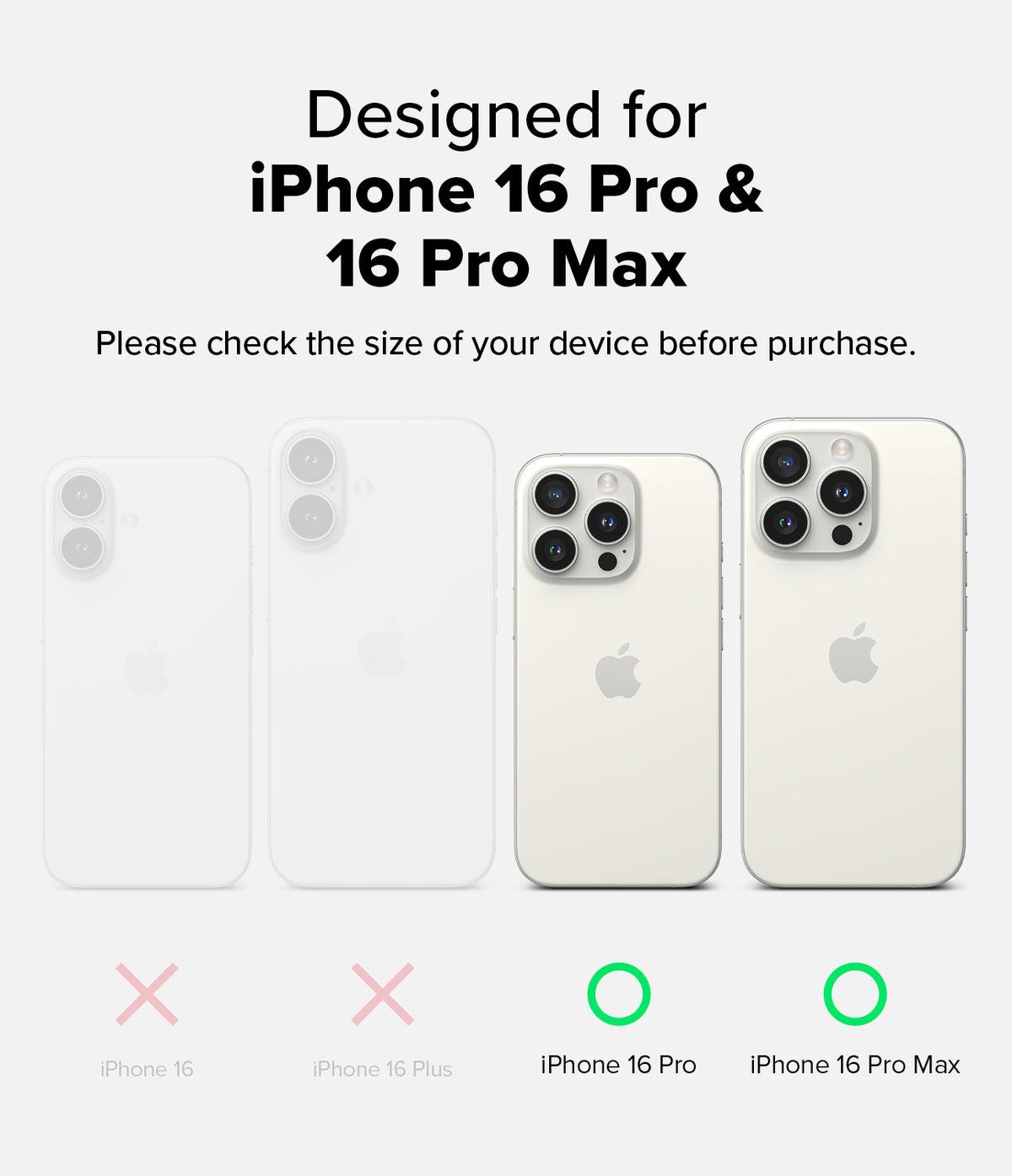 iPhone 16 Pro Max / 16 Pro | Camera Lens Frame Glass - iPhone 16 Pro Max / 16 Pro | Comparison chart showing iPhone 16 Pro and Pro Max are compatible with the lens protector.