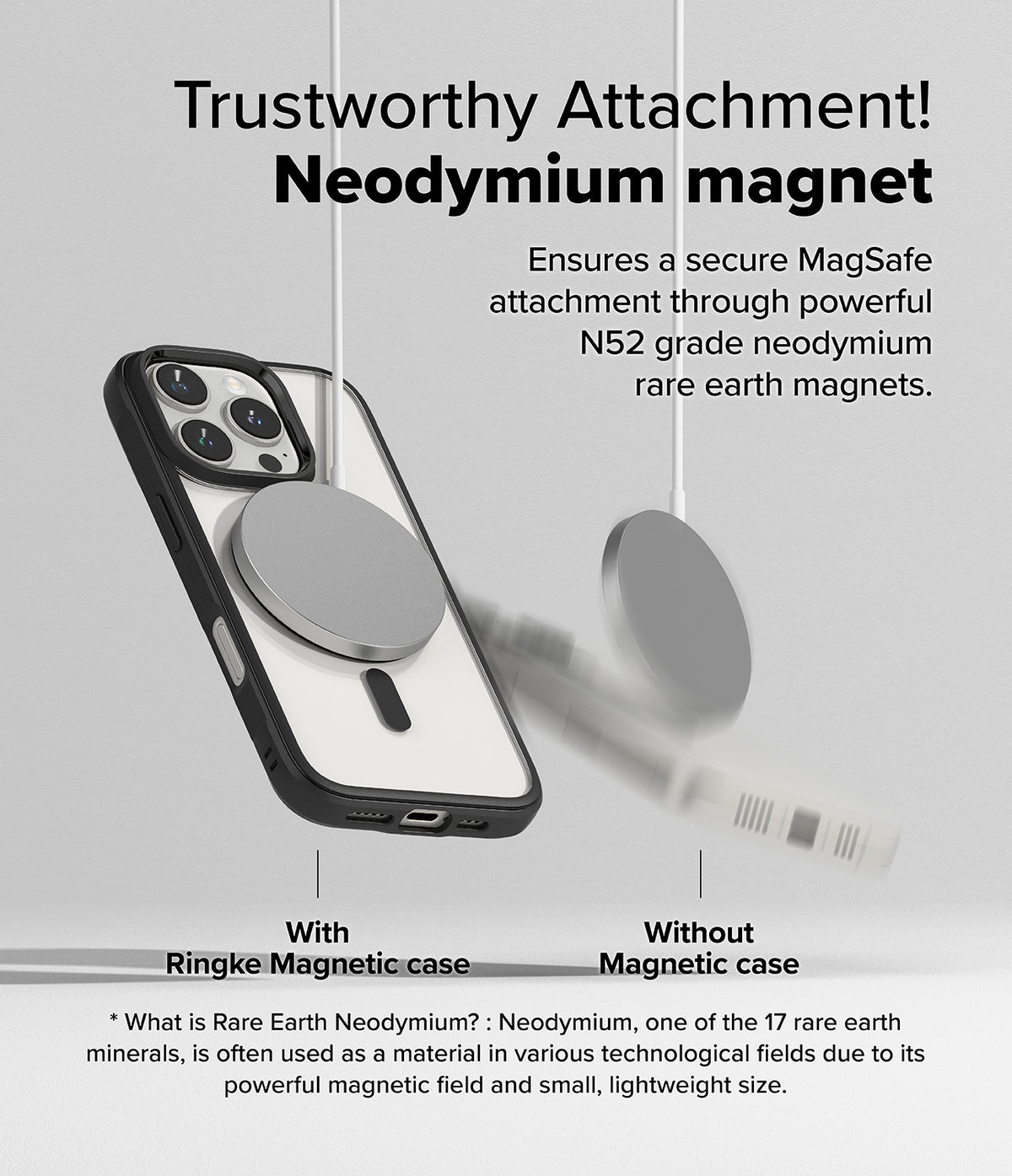 iPhone 16 Pro Case | Fusion Bold Magnetic - A magnetic charger attached to a phone case versus one falling away.