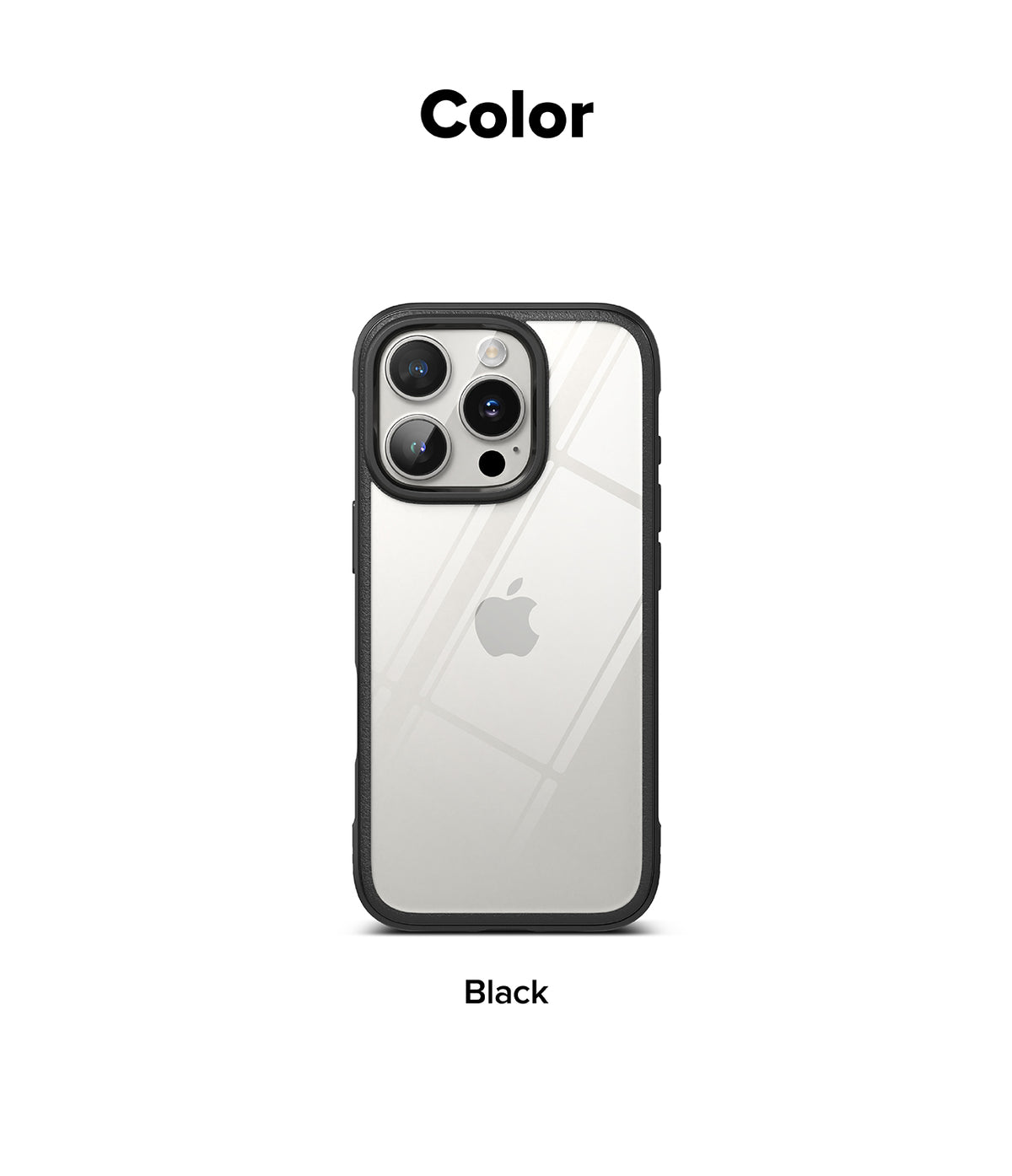 iPhone 16 Pro Case | Fusion Bold - Black iPhone 16 Pro case with a clear back and black protective frame.