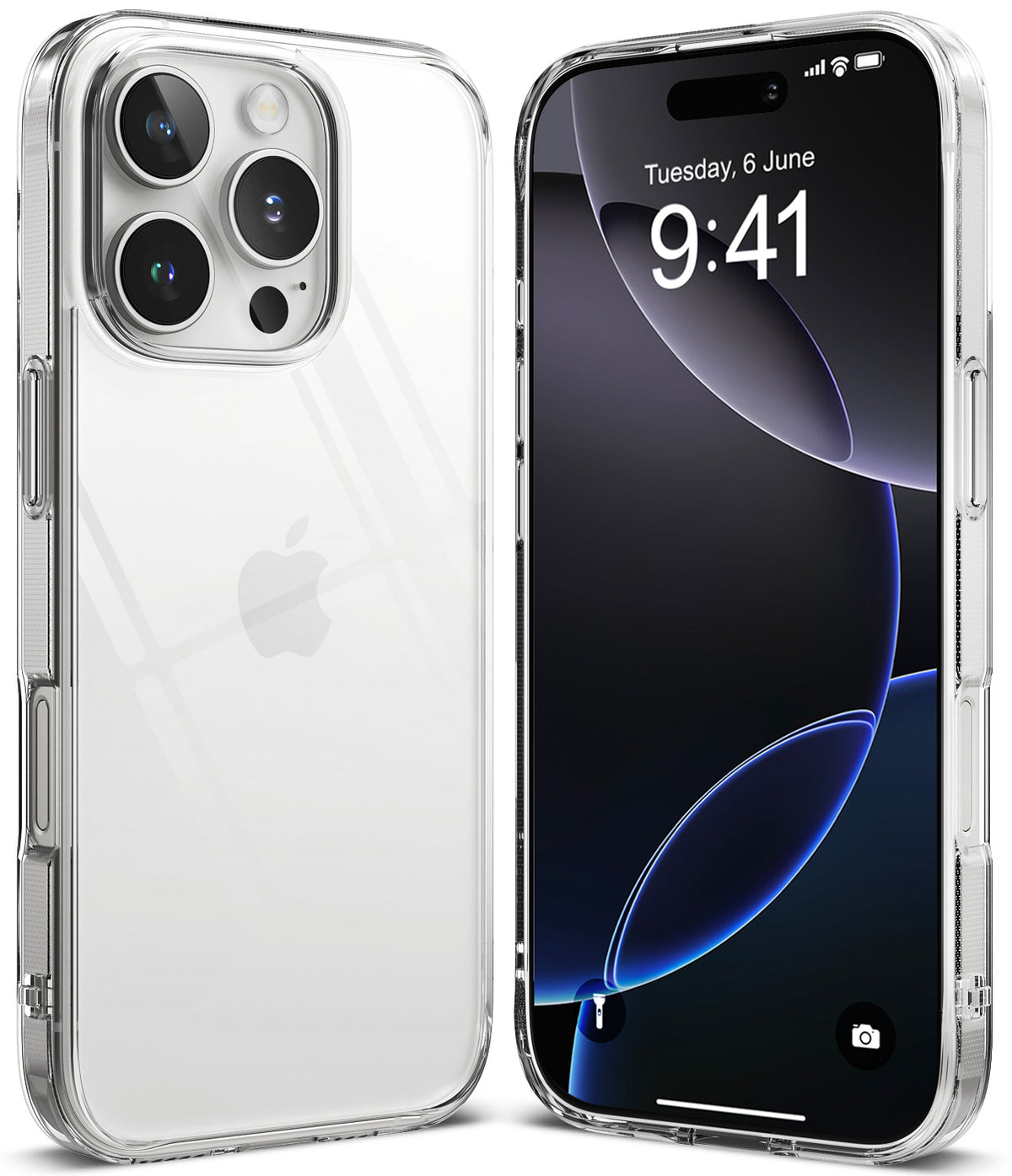 iPhone 16 Pro Case | Fusion - Clear protective case shown from back and front angles on an iPhone 16 Pro.