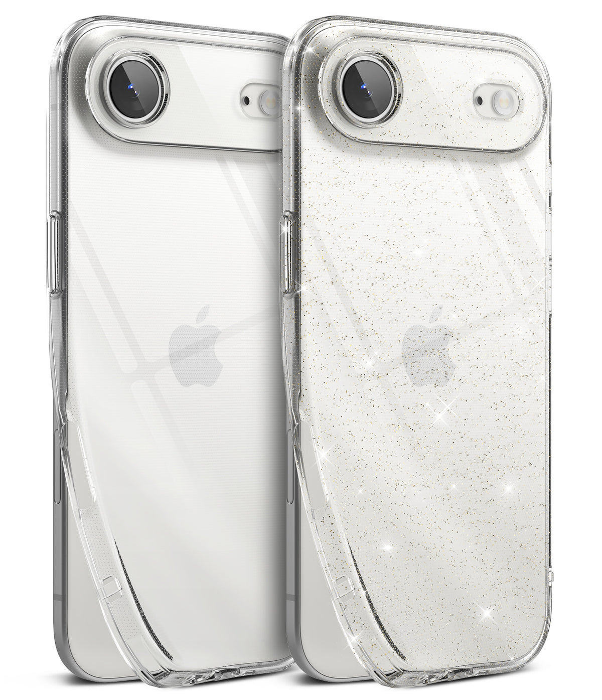 iPhone Air Case | Air - Two clear iPhone cases, one plain and one with subtle glitter, shown from the back.