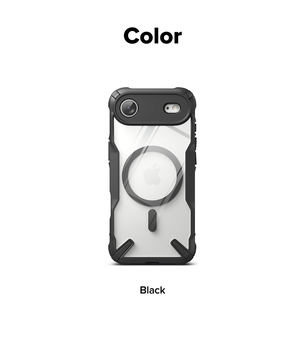 iPhone Air Case | Fusion-X Magnetic - Black protective phone case with a clear back and integrated magnetic ring.