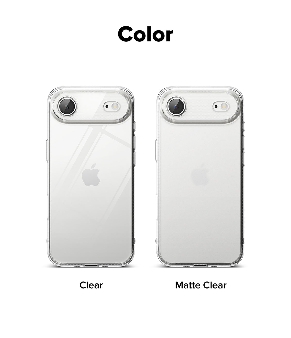 iPhone Air Case | Fusion - Two iPhone cases side-by-side, one in glossy clear and one in matte clear finish.