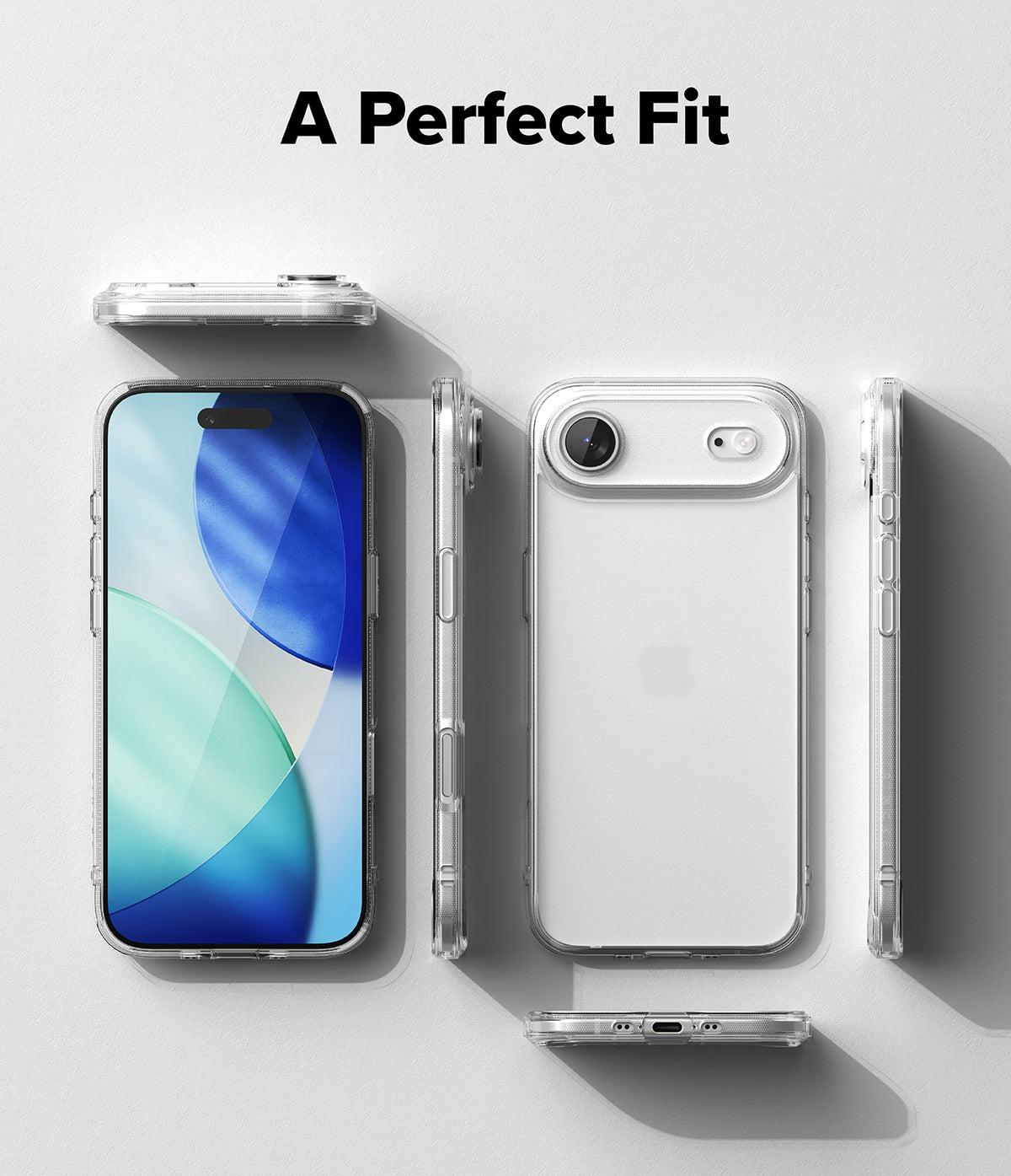 iPhone Air Case | Fusion Matte - Multiple views of a clear, matte iPhone case showing front, back, and side profiles.