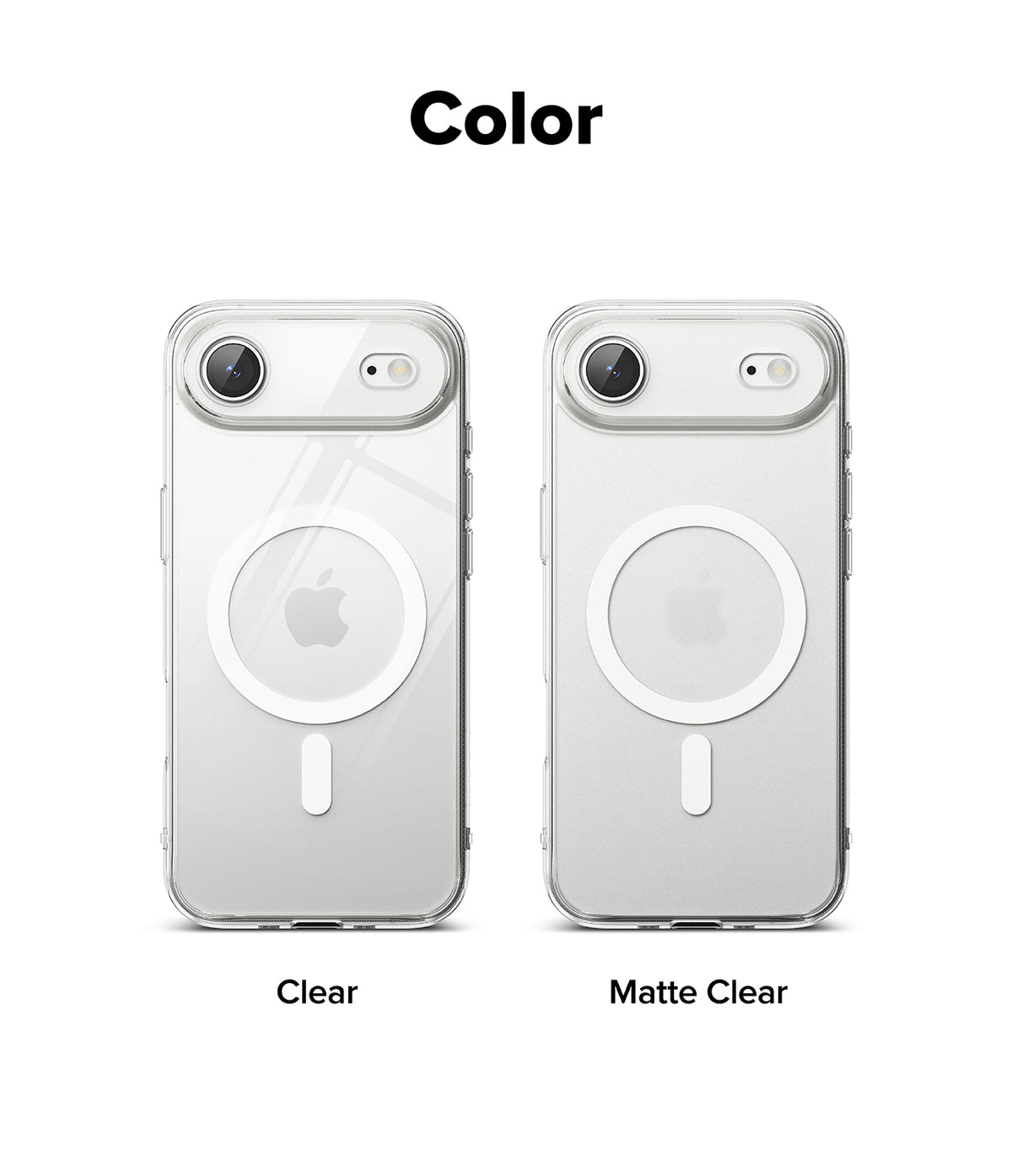 iPhone Air Case | Fusion Magnetic Matte - Comparison of clear and matte clear magnetic phone cases side by side.