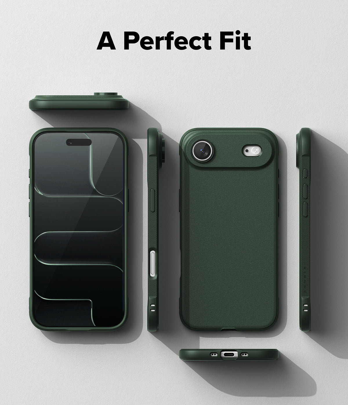 iPhone Air Case | Onyx - Multiple views of a dark green phone case showing front, back, and side profiles on a light background.