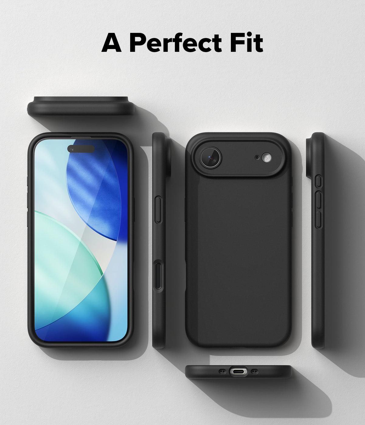 iPhone Air Case | Silicone Magnetic - Multiple views of a black silicone iPhone case showing front, back, and side profiles.