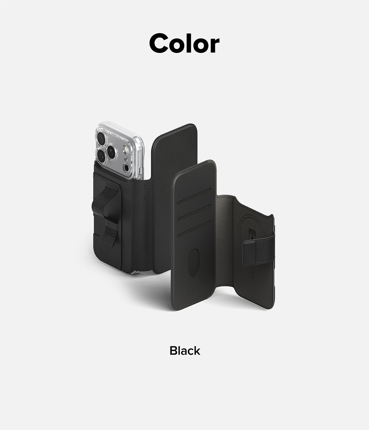 iPhone 17 Pro Max Cover | Folio Grip Wallet Magnetic - Black folio wallet case with card slots and magnetic grip.