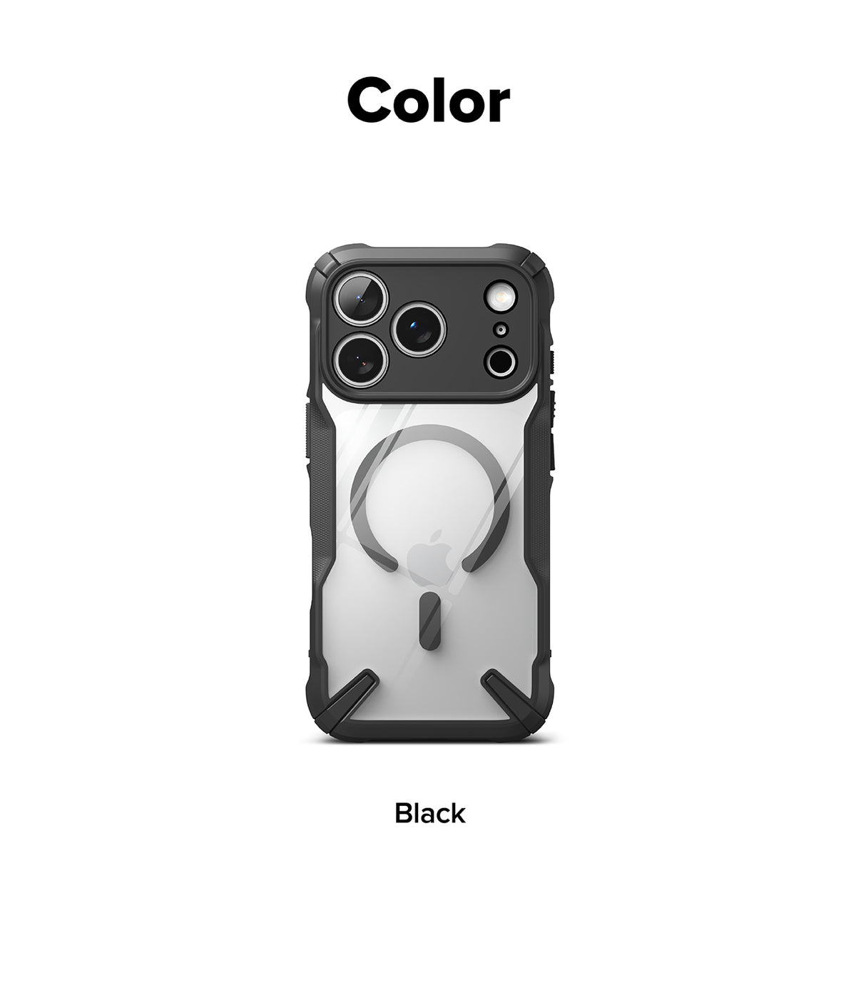 iPhone 17 Pro Max Case | Fusion-X Magnetic - Black rugged protective case with clear back and magnetic ring.