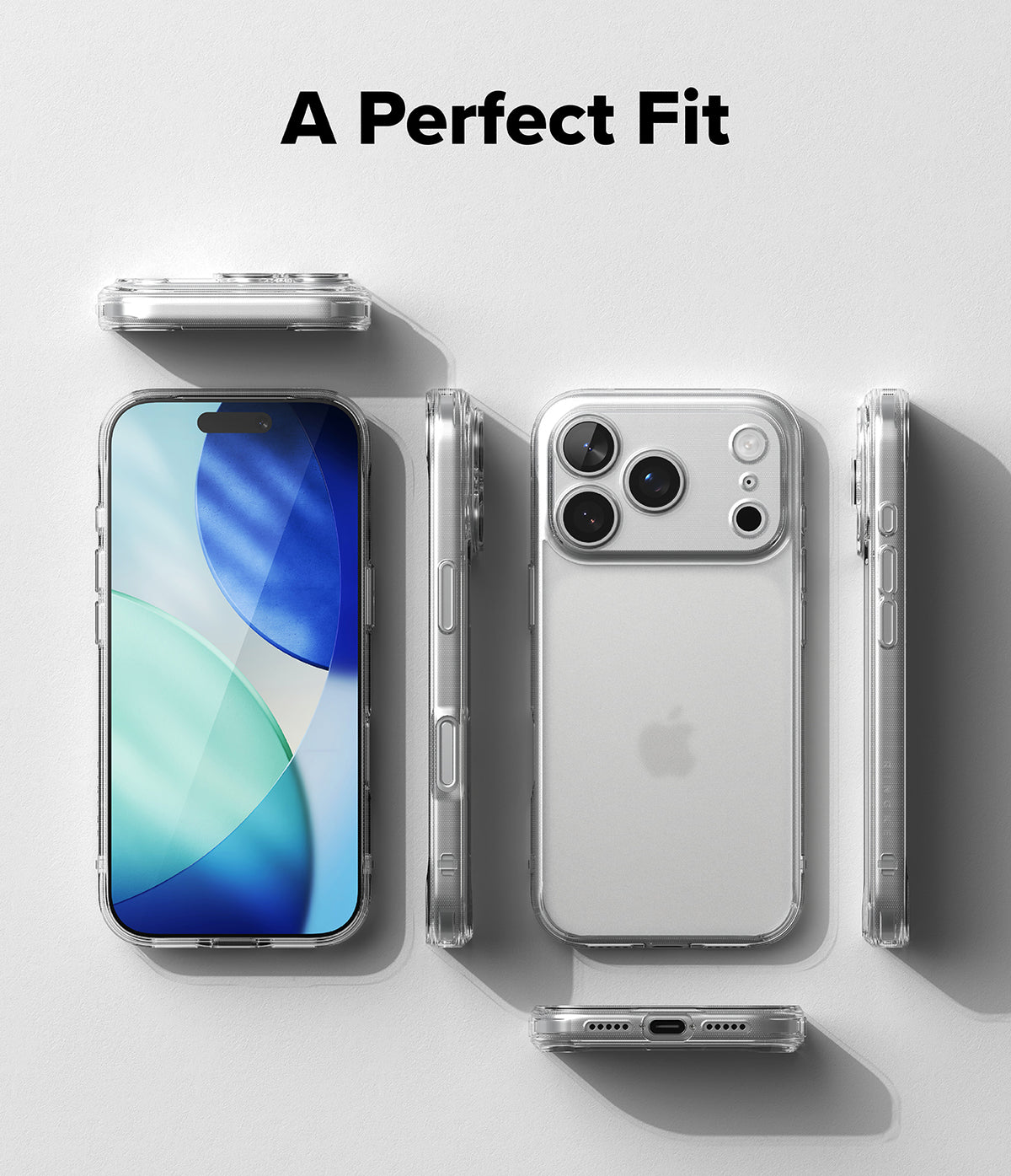 iPhone 17 Pro Max Case | Fusion Matte - Multiple views of a clear matte phone case on an iPhone 17 Pro Max.
