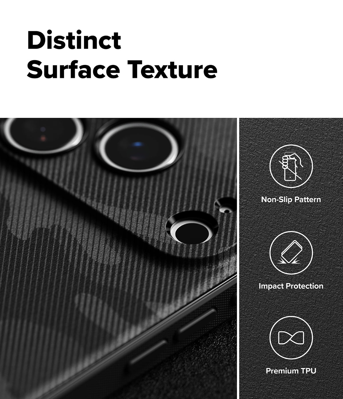 iPhone 17 Pro Max Case | Onyx Magnetic - Textured black phone case with camera cutouts and icons for grip and protection.