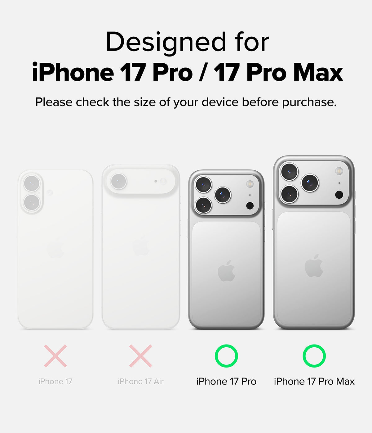 iPhone 17 Pro Max / 17 Pro | Camera Lens Frame Glass - Comparison chart showing camera lens glass compatibility for iPhone 17 Pro and Pro Max models.