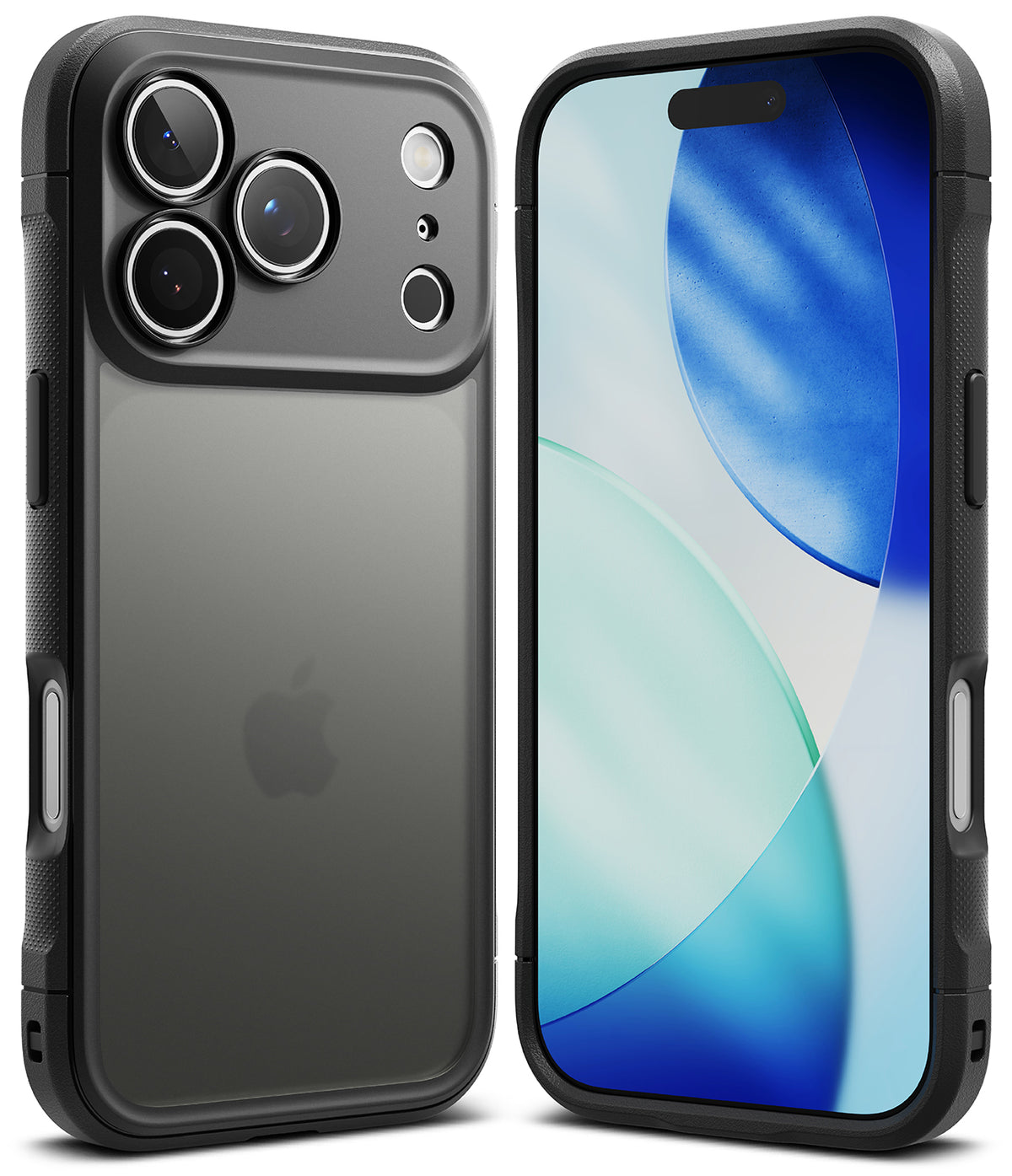 iPhone 17 Pro Case | Fusion Bold Matte - Front and back views of a black matte protective phone case with a clear back.