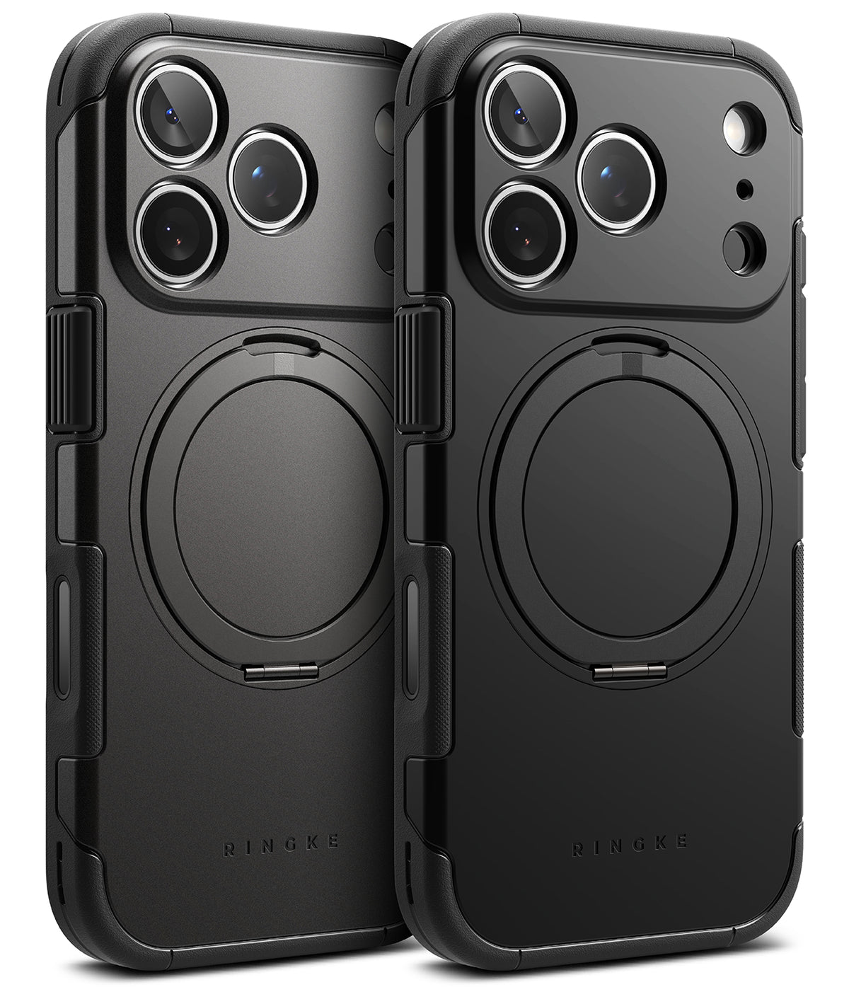 iPhone 17 Pro Case | Alles - Two black rugged Ringke phone cases with circular magnetic mounts on the back.