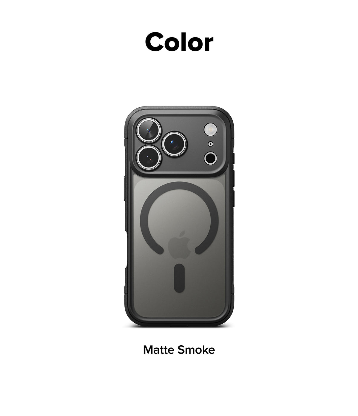 iPhone 17 Pro Case | Fusion Bold Magnetic Matte - Matte smoke magnetic phone case with black frame and camera guard.