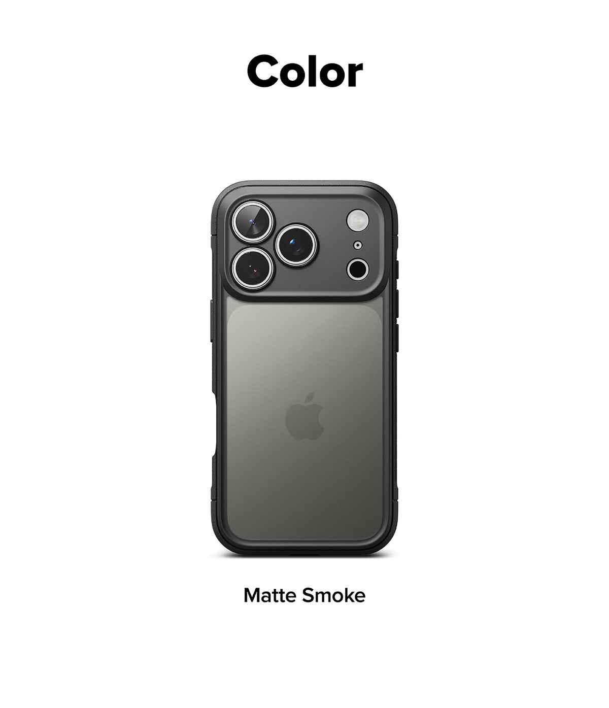iPhone 17 Pro Case | Fusion Bold Matte - Matte smoke iPhone case with a black camera module and translucent back.