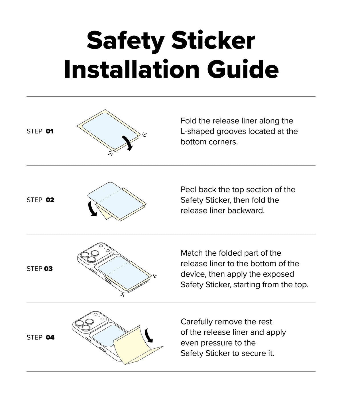 iPhone 17 Pro Case | Fusion Card Magnetic - Safety Sticker Installation Guide with step-by-step guide diagram for the safety sticker.