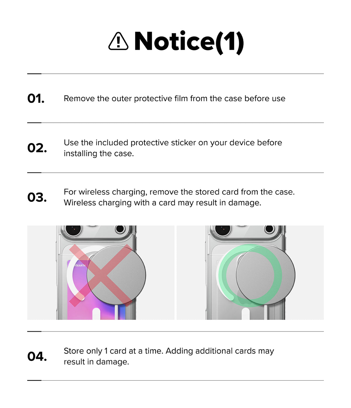 iPhone 17 Pro Case | Fusion Card Magnetic - Instructions for using a phone case with illustrations and text