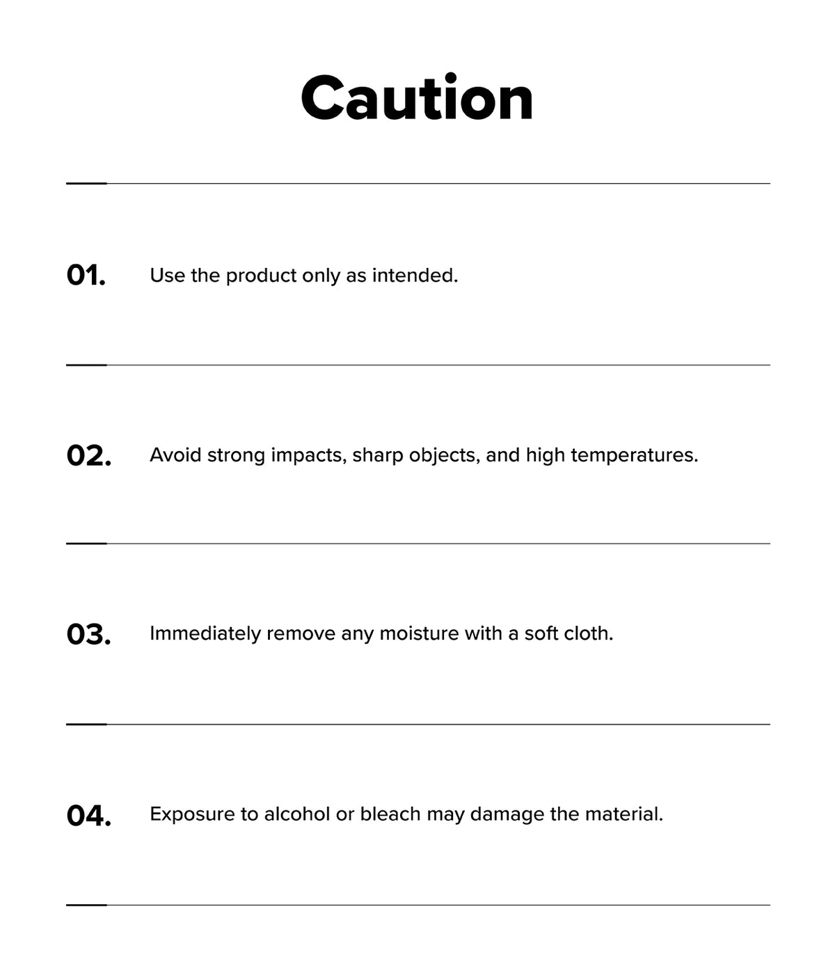 iPhone 18 Pro Max MagSafe Wallet | Folio Grip Wallet Magnetic - A white document or card with the word 'Caution' in large black font at the top, followed by four numbered warning instructions in black text with horizontal lines underneath each point.