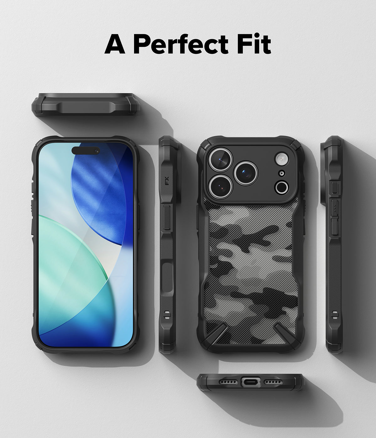 iPhone 18 Pro Max Case | Fusion-X - Phone case with a perfect fit text on a white background