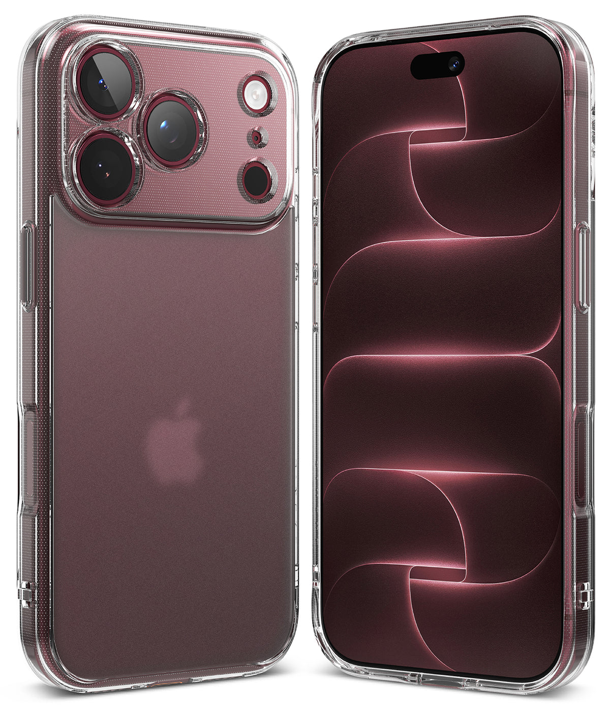 iPhone 18 Pro Max Case | Fusion Matte - A clear protective phone case shown on two smartphones, with the back view on the left and the front view on the right, against a clean white background.