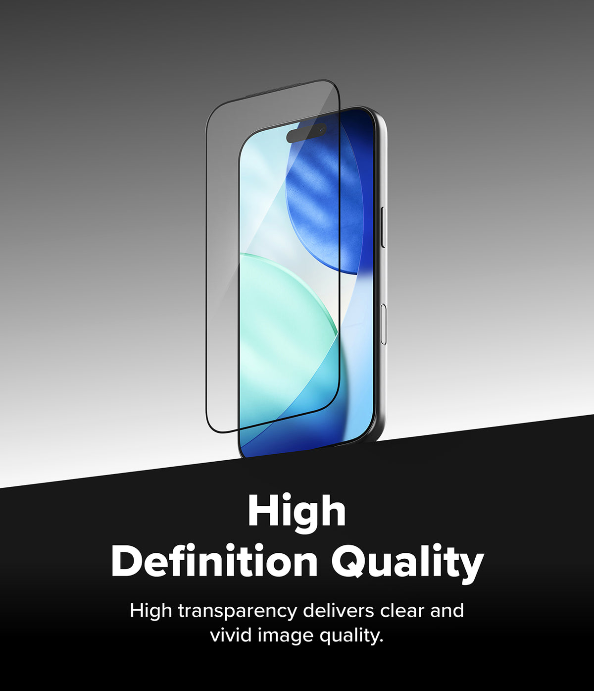 iPhone 18 Pro / Pro Max Protectors - Smartphone with a screen protector on a gradient background, emphasizing high definition quality.