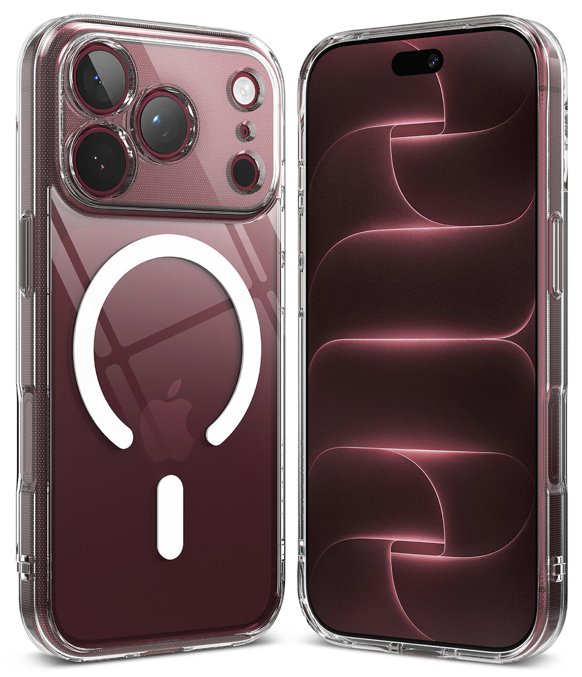 iPhone 18 Pro Case | Fusion Magnetic - A clear MagSafe-compatible phone case shown on a silver smartphone, with the case and phone displayed against a clean white background.