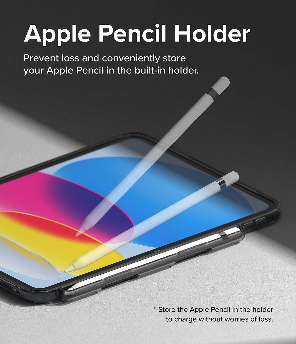 Fusion | iPad - iPad in a protective case with a built-in slot for storing and charging an Apple Pencil.