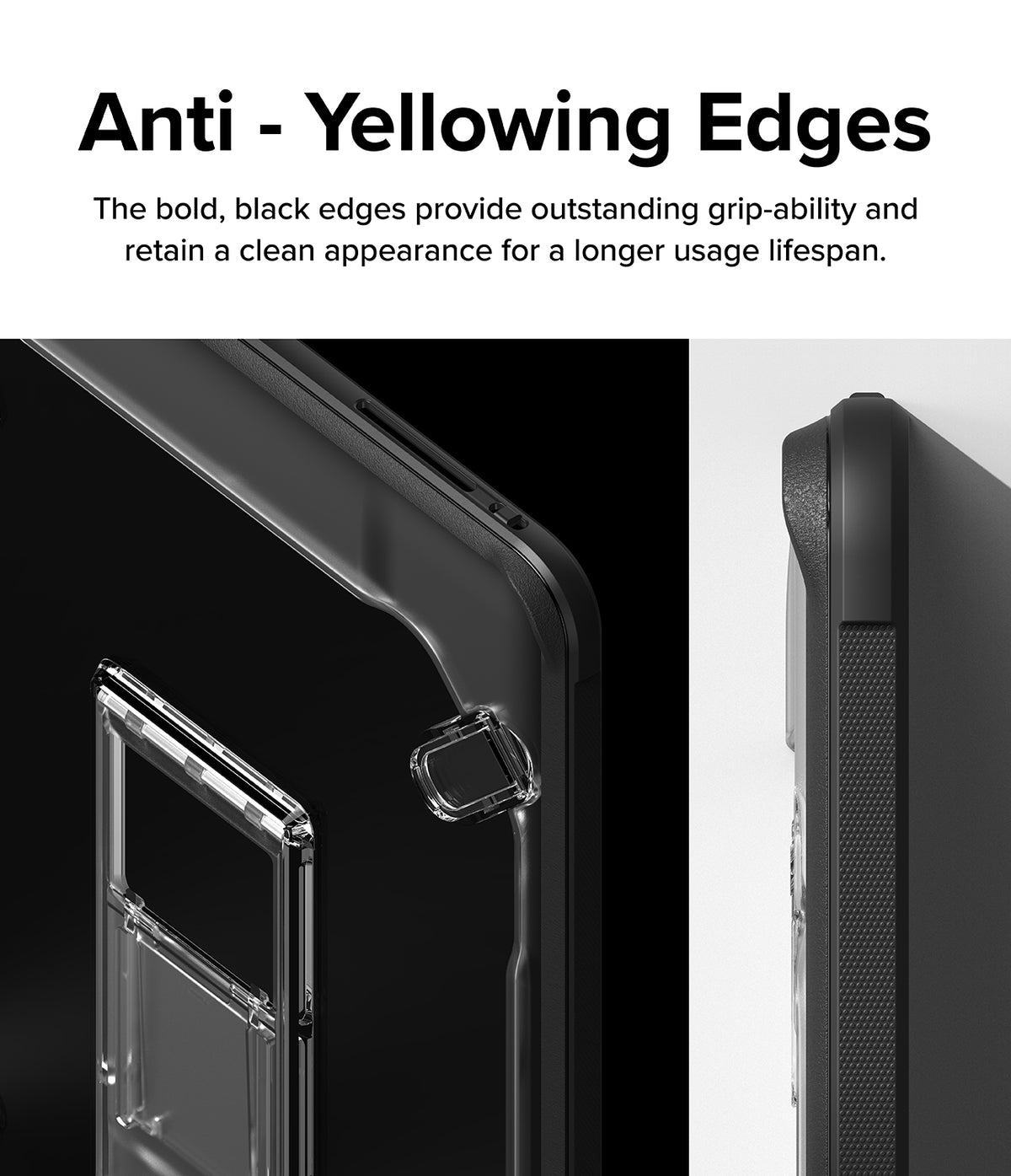Fusion Sketch Stand | iPad - Close-up of black, textured iPad case edges designed for grip and anti-yellowing durability.