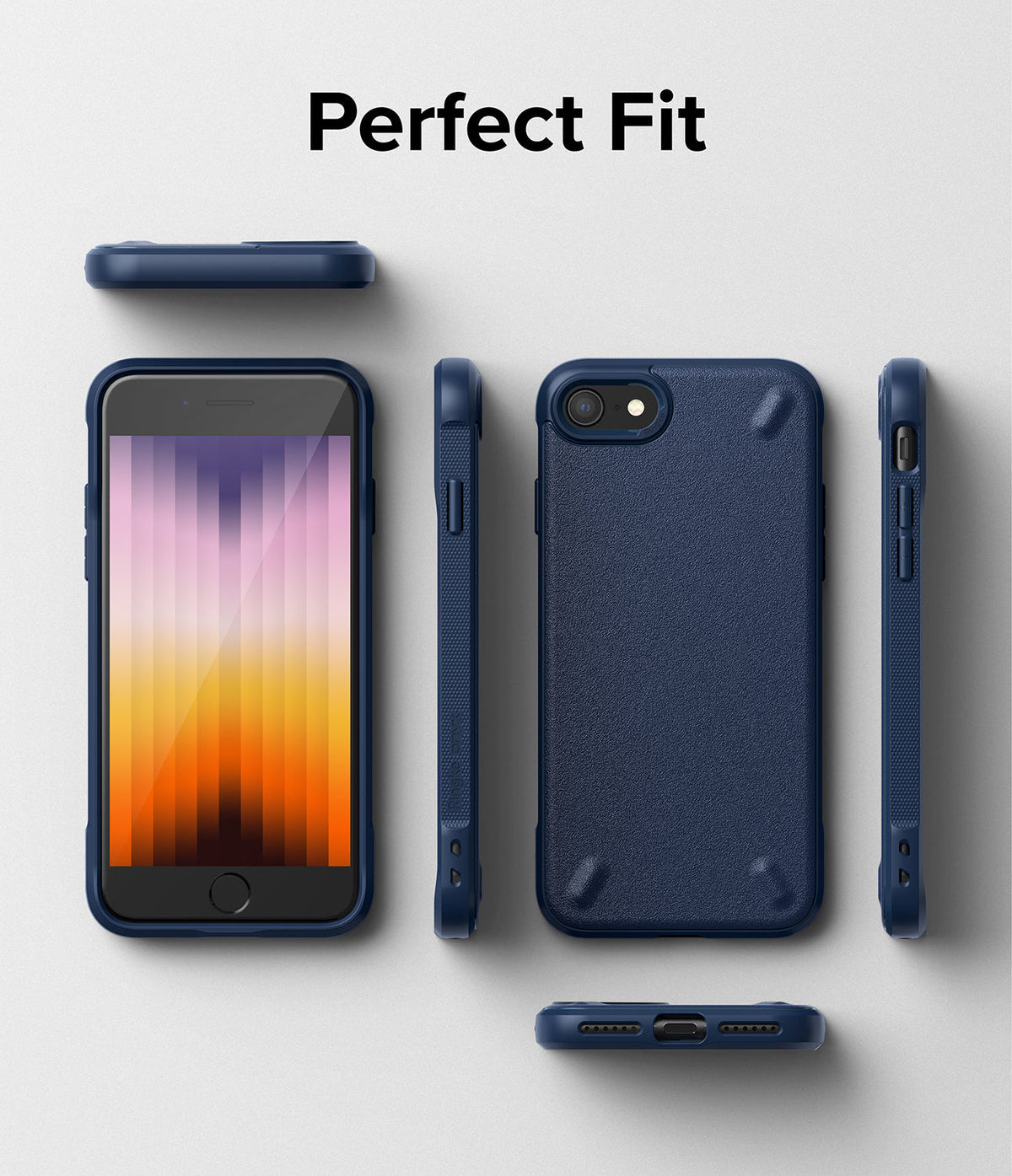 iPhone SE 2022 5G / SE 2020 / 8 / 7 Case | Onyx - Navy blue phone case shown from multiple angles on a light background.